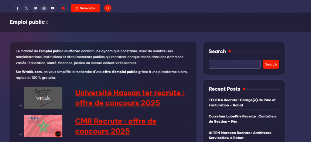 offres d'emploi public 2026